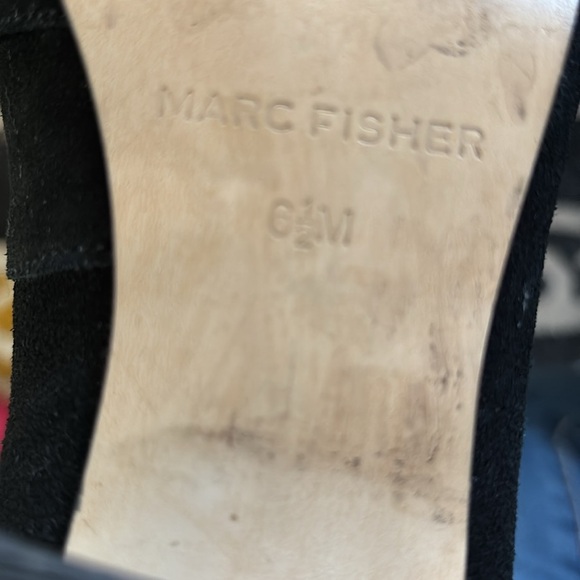 Marc Fisher Mabel Fringe Block 1.5 Heel Loafers 6.5M Gold Buckle Suede Leather - Picture 7 of 8